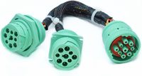 Câble répartiteur Y ELD J1939 Premium 9 broches Type 2 Vert J1939 Mâle vers 2 Femelles 30 cm (1 pied) Extension pour diagnostic de traceur GPS de camion