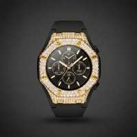 Boîtier de montre de luxe étanche en moissanite, style GA-2100, en laiton massif, avec lunette entièrement sertie de diamants, passe le testeur, pièce accessoire
