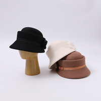 Nouvelle casquette gavroche rétro britannique en laine pour femme, style équestre, bordure en pure laine, effet amincissant, polyvalente, automne-hiver