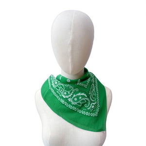 Écharpe carrée Angelina Green Paisley 54x54cm 100% coton, bandana, couvre-chef - Product Image 1