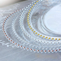 Plato Base Transparente de 13 Pulgadas para Bodas, Plato de Plástico con Cuentas Doradas, Plato Base Acrílico para Servir la Cena, Plato Base para Mesa de Navidad