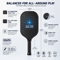 Raquette de pickleball de qualité supérieure, construction unibody en carbone 3K, surface en graphite, technologie thermoformée, approuvée par l'USAPA, robuste et de qualité supérieure