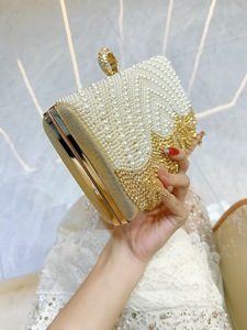 New Cross-border Women's Polyester Urban Simplicity Chinese-style Pearl Rhinestone Evening <b>Clutch</b> Tassel Handbag Tanjing - Product Image 2