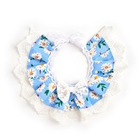 Serviette anti-salive pour animaux de compagnie, foulard en dentelle pour chat, bavoir de style princesse pour chien, accessoires nœud papillon et foulard en coton-polyester à motif floral