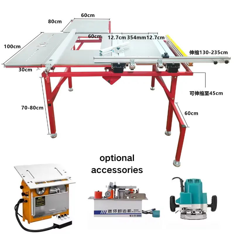 折りたたみ式ダブルモーターソーイングマシンベットテーブルソーマシン木材切断スライディングテーブルパネルソー