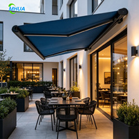 Auvent motorisé à cassette intégrale, rétraction automatique par vent, auvent rétractable imperméable avec télécommande pour jardin et hôtel