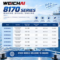 Moteur diesel marin WEICHAI 8170ZC1000-5, 735 kW, 986 CV, 1500 tr/min, 8 cylindres, turbocompressé, pour bateau de pêche, navire de transport