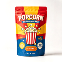 Sacs à popcorn personnalisés en plastique de qualité alimentaire, refermables avec fermeture éclair, imprimés avec logo