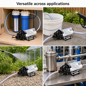 Bomba de diafragma de microvacío de alta presión con motor eléctrico de 24 V CC CA, <span class=keywords><strong>kit</strong></span> de bomba de agua y aceite de PTFE PP para RV, laboratorio, RO - Product Image 3