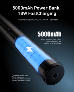 TELESIN Power Selfie Stick 2.0, bâton de selfie compact avec <span class=keywords><strong>batterie</strong></span> intégrée de 5000 mAh pour caméra d'<span class=keywords><strong>action</strong></span>, se charge pendant la prise de vue - Product Image 2