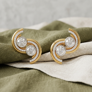 Synthetic Round Brilliant Cut <b>Stud</b> Diamond <b>Earrings</b> daily wearing gold IGI certified wedding jewelry - Product Image 1