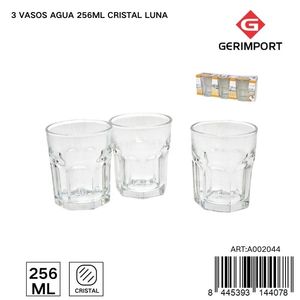 Set di 3 Luna 256 ml bicchieri di acqua di vetro-vasetti di vetro