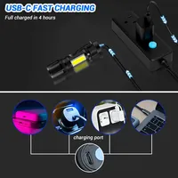 Linterna LED Recargable, Mini Linterna con Zoom, COB XPE, Luz de Llavero USB, Emergencia, Camping, Aire Libre, EDC, Portátil, 1000 Lúmenes
