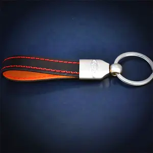 Printing Logo Epoxy Safety Popular Gentle Leather Keychain For Businessman