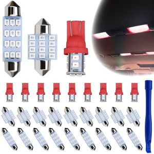 <b>Car</b> LED <b>Interior</b> <b>Light</b> Kit 24pc T10 Dual-Point Reading License Plate Roof <b>Light</b> White Blue Ice Blue With Pry Bar - Product Image 3