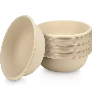 OEM Custom Service 24/30/32/40 Oz Widely Used Food Packaging Bagasse Pulp Round Bowl With PET/PLA/PP LID