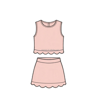 Conjunto de Ropa para Niñas, Top Deportivo y Falda de Yoga de Color Sólido Personalizado, Ropa Deportiva Infantil, Servicio OEM ODM para Gimnasio, Tenis, Clases de Baile