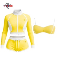 Vêtements de sport, haut de yoga à blocs de couleur zippé, soutien-gorge de sport, ensemble de survêtement 3 pièces, short, combinaison pour femmes, tenue de sport pour femmes, vêtements de sport