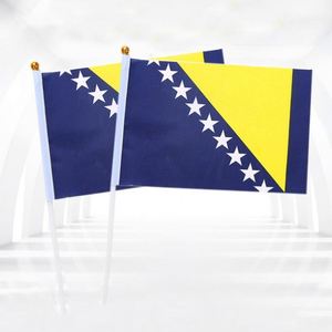 Design Custom Logo 100D Polyester Arbitrary Design <b>Small</b> Blank White Sublimed Hand Flag - Product Image 2