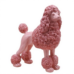 Statue en résine de caniche rose, sculpture de chien mignon, figurine animale moderne pour la décoration intérieure, commémoration, commande OEM personnalisée en gros - Product Image 2