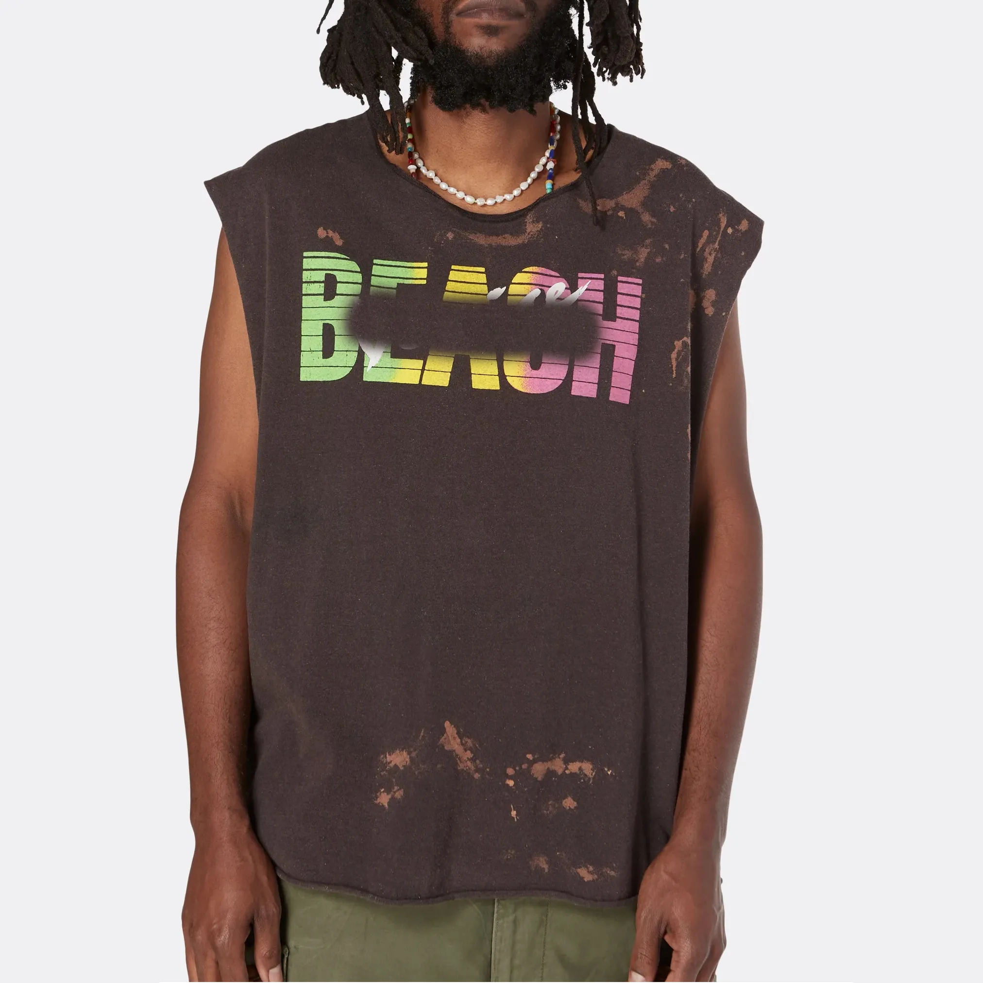 Camiseta sin mangas personalizada para hombre, camiseta reflectante de pintura muscular informal