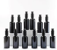 Emballages cosmétiques de luxe entièrement noirs, flacon de parfum 50 ml, flacons en verre vides pour huiles essentielles avec vaporisateur noir