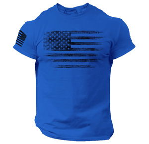 Camiseta de Manga Corta para <span class=keywords><strong>Hombre</strong></span>, Marca YY, Diseño de Águila con Bandera Americana, Algodón y Fibra de Bambú, Estilo Vintage, Verano, 300g de Peso de Tela - Product Image 6
