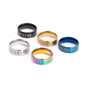 24 de los más vendidos en Europa <span class=keywords><strong>y</strong></span> América: Anillo de doble paso con runas vikingas nórdicas, diseño de runas de fantasía, artículo de moda - Product Image 6
