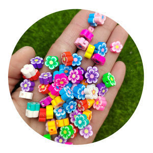 Cuentas de flores rosas de 10mm, cuentas de <span class=keywords><strong>arcilla</strong></span> polimérica, cuentas espaciadoras de <span class=keywords><strong>arcilla</strong></span> polimérica, colores mezclados, fabricación de joyas para niños DIY - Product Image 6