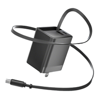 Chargeur de bureau rétractable Type-C 65W avec coque, charge rapide PD, versions prises EU US UK pour téléphones, ligne OEM ODM