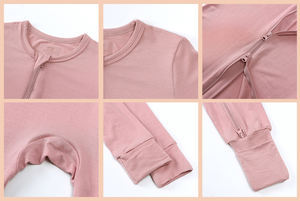 Mameluco de Bambú Spandex para Bebé al por Mayor con Cremallera, Ropa de Dormir para Bebé Neutral, Traje de Manga Larga para Niño en Colores Sólidos para Recién Nacido - Product Image 4