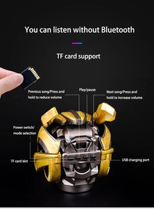New máy biến áp Bumblebee Mũ bảo hiểm không Dây Stereo BT Loa <span class=keywords><strong>mini</strong></span> phim hoạt hình Máy biến áp Robot âm nhạc Hộp loa ngoài trời - Product Image 6