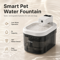 Fontaine à eau pour chat, détection de mouvement intelligente, fonctionnement silencieux, filtration, écran LCD, étanche, batterie rechargeable sans fil