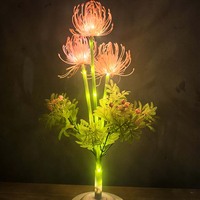 Lampe de table à fleurs artificielles LED, lys rouge araignée, veilleuse avec vase, pour cadeau, décoration de salon, bureau, maison