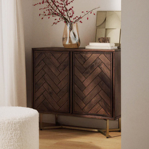 2025 Light Luxury Style <strong>Dark</strong> Brown Retro Simple Accent Cabinet <strong>Wood</strong> <strong>Sideboard</strong> with 2 Doors for Bedroom Living Room - Product Image 1