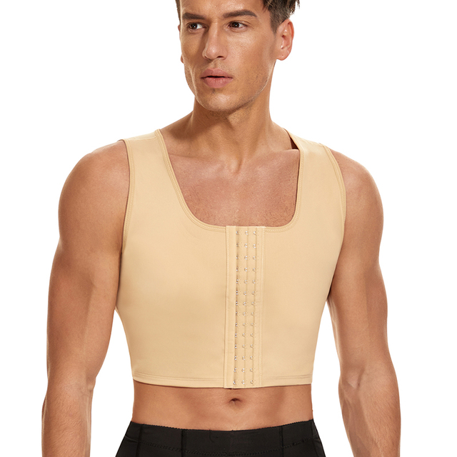 Mens Buckle Chest Binder Chest Adjustable Compression Vest for Transgender Breast Binder