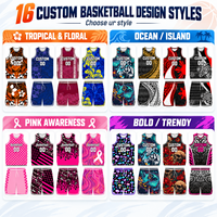 Set Jersey dan Celana Pendek Basket Kustom FQ Motif Gurita dan Ubur-ubur Warna-warni Pakaian Streetwear Seragam Bola Basket Pria Wanita Tim Klub