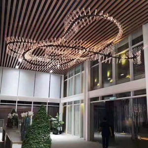 Lámpara de Araña Larga de Acrílico Personalizada con Diseño de Onda Láser, Estilo Postmoderno, para Hoteles, Centros Comerciales, Centros de Convenciones, Techos Altos - Product Image 2