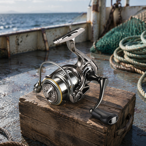 Moulinet de pêche spinning <span class=keywords><strong>Golden</strong></span> Shark 0513002, rapport de transmission 5.2:1, acier inoxydable, droitier, poids 300g, pour la pêche en mer, en rivières et en cours d'eau. - Product Image 1