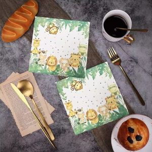 Printed Lion Shaped Square Paper Napkins 33x33cm For Themed Party Disposable Serviettes - Product Image 3