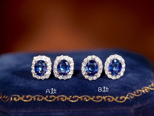Xinfly Wholesale Price Pave <b>Blue</b> Sapphire Natural Diamond 18K White Gold <b>Studs</b> <b>Earrings</b> for Women - Product Image 1