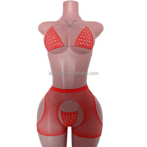 Pakaian Tari Eksotis Grosir Desainer Pakaian Penari Striptis Lingerie Seksi Set Bikini Jaring - Product Image 2