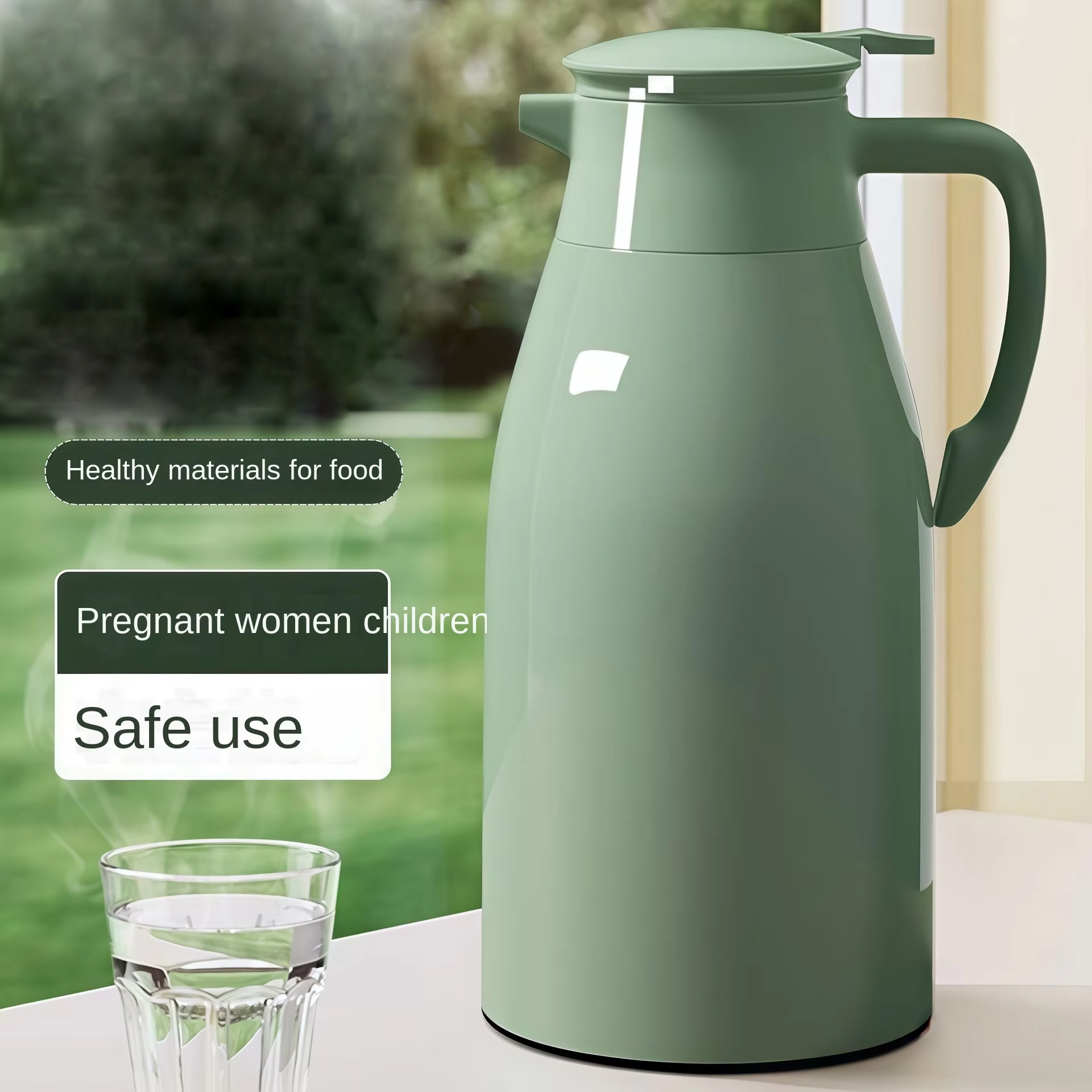 Intelligent Stainless Steel Glass Liner Large Capacity Thermos Bottle 24-36 Hours Thermal Insulation Hand Grip Classic Style