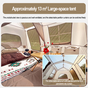 Tente imperméable portative de double couche de jardin extérieur de plage d'appartement de deux chambres à coucher extra-large personnalisé pour le camping et les parties - Product Image 5