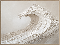 Peinture Murale Texturée Vague Océanique de Luxe, Faite à la Main, Impasto sur Toile, Décoration Côtière Minimaliste, Œuvre d'Art Abstraite à Suspendre sur Cadre en Bois
