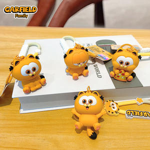 Llavero de goma auténtico para <span class=keywords><strong>Garfield</strong></span>, colgante bonito creativo para hombres y mujeres, regalo pequeño para bolso, llavero autorizado - Product Image 4