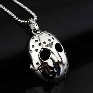 Collier à chaîne de perles en acier inoxydable polyvalent Hip-Hop avec pendentif masque de Jason pour la Black Friday, personnalisé pour <span class=keywords><strong>mariage</strong></span>, homme, femme, <span class=keywords><strong>couple</strong></span> - Product Image 1