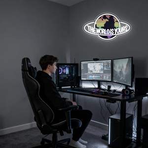 Plaques lumineuses au néon LED pour la décoration murale Colorful Planet LED Light up Sign Lamp for Game Room the World Is Yours <span class=keywords><strong>Neon</strong></span> Sign - Product Image 6