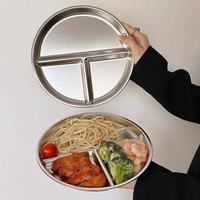 Assiette de service coréenne en acier inoxydable 304, écologique et durable, pour barbecue, avec compartiments pour condiments et collations