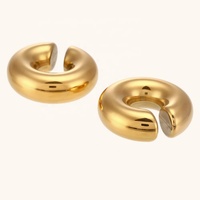 Gaby - Vente flash - Boucles d'oreilles en acier inoxydable plaqué or 18 carats avec zircon - Unisexe - Femmes - Hommes - Cadeau de mariage - Bijoux sans perçage